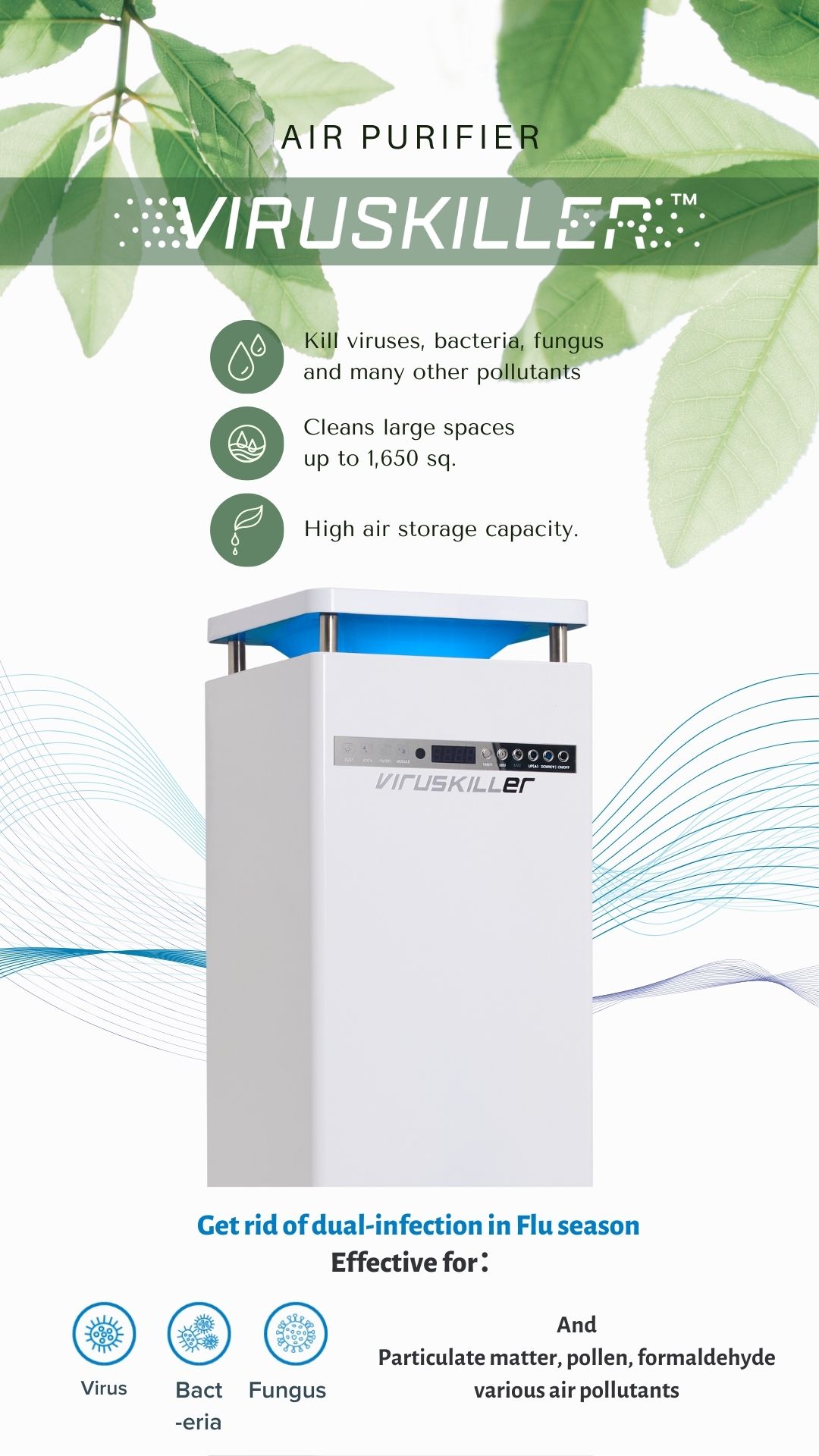 Fresh White Green Home Appliance Air Purifier Features Product Display Instagram Story